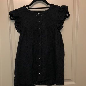 Madewell black eyelet ruffle top